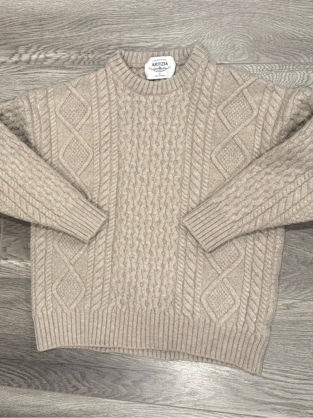Aritzia Women’s Cable-Knit Crewneck Sweater - Light Beige